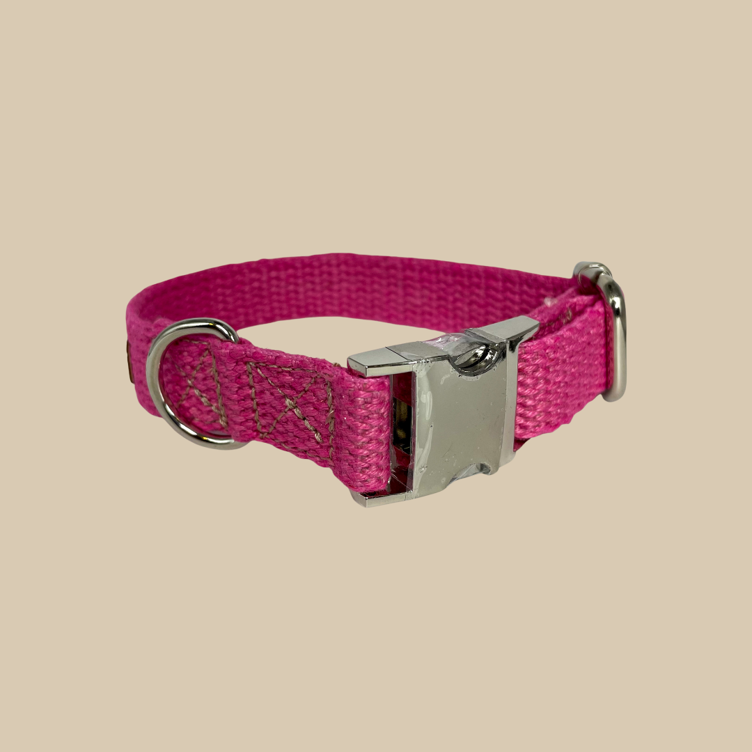 Hemp dog collar - Pink