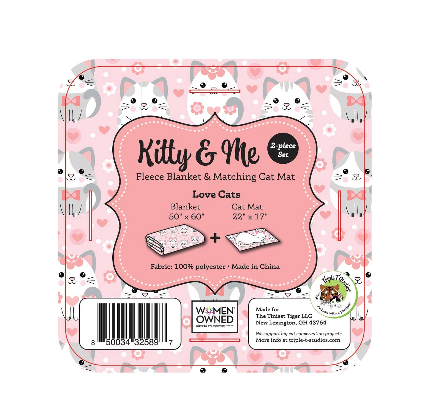 Kitty & Me.  2-Piece Set. Fleece Blanket and Cat Mat