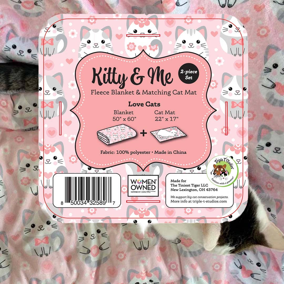 Kitty & Me.  2-Piece Set. Fleece Blanket and Cat Mat