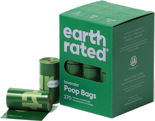 Dog Poop Bags, New Look, Guaranteed Leak Proof and Extra Thick Waste Bag Refill Rolls for Dogs, Lavender Scented, 270 Count