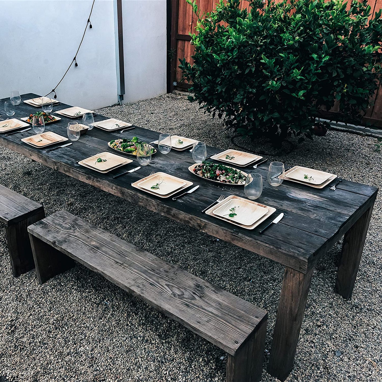 Disposable Bamboo Look - Pack of 6 Oval Serving Platters - 15"X10" Made from All Natural Sturdy Biodegradable and Compostable Palm Leaf - Serving Boats, Serving Trays