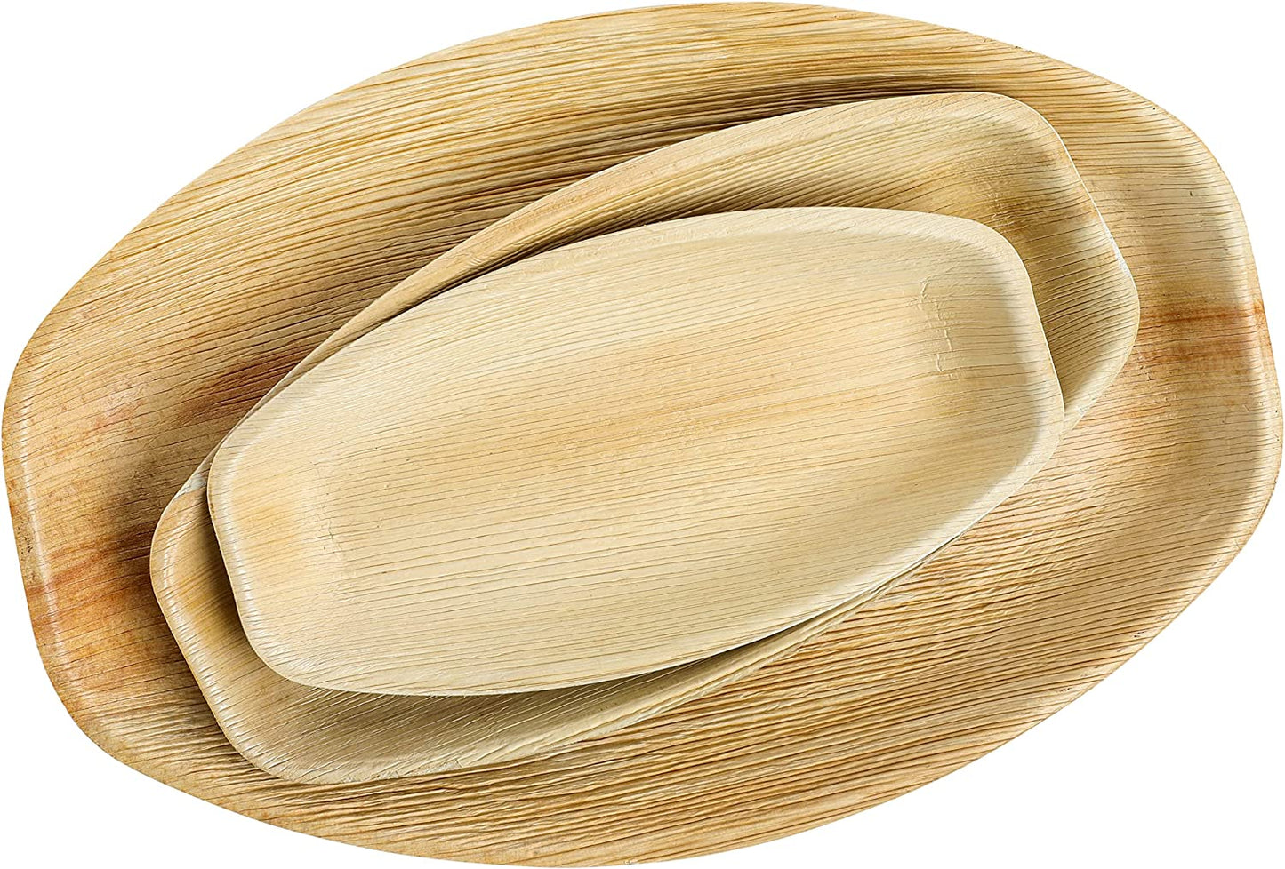 Disposable Bamboo Look - Pack of 6 Oval Serving Platters - 15"X10" Made from All Natural Sturdy Biodegradable and Compostable Palm Leaf - Serving Boats, Serving Trays